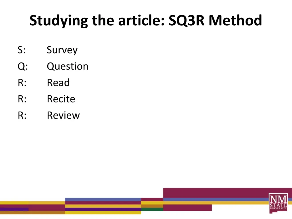 studying the article sq3r method