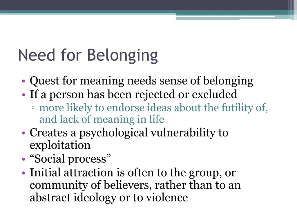 need for belonging