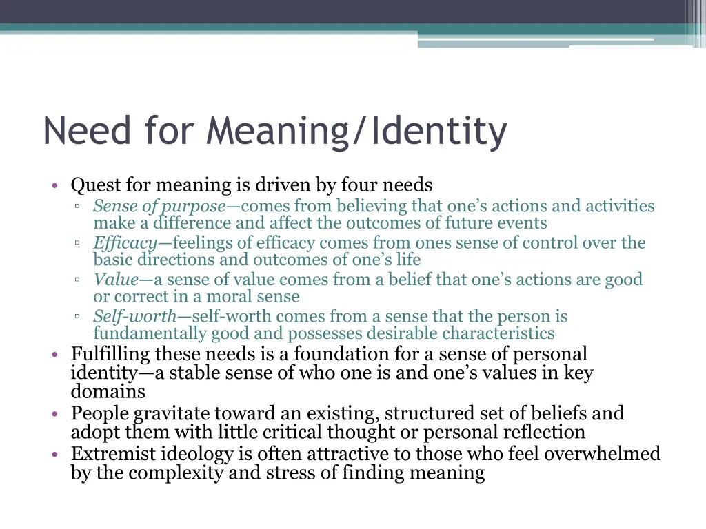 need for meaning identity