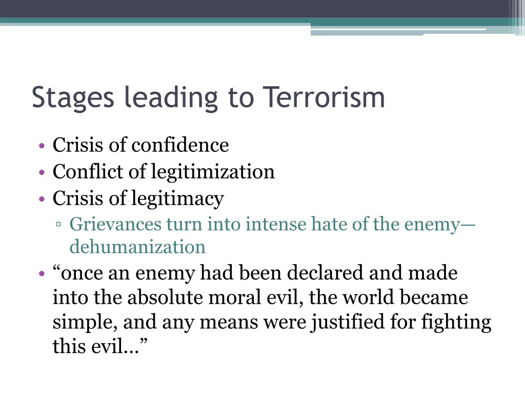 stages leading to terrorism