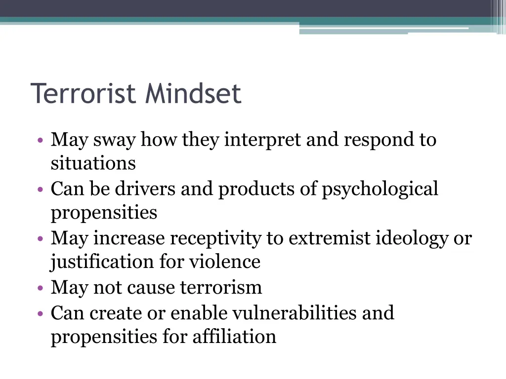 terrorist mindset