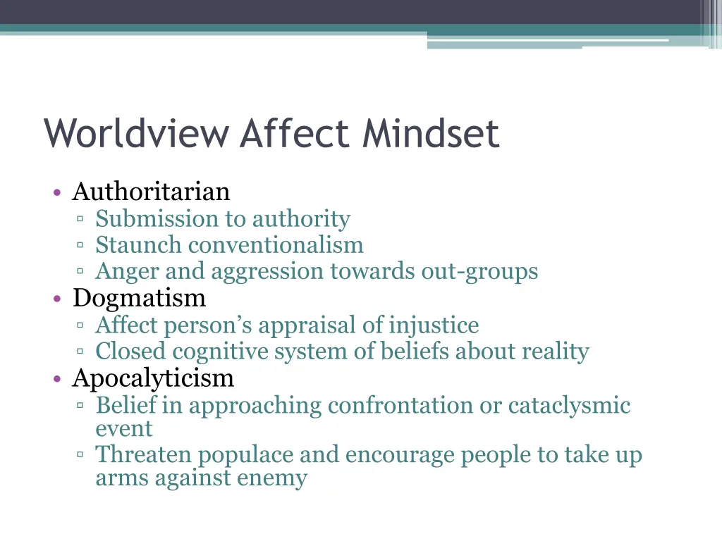 worldview affect mindset