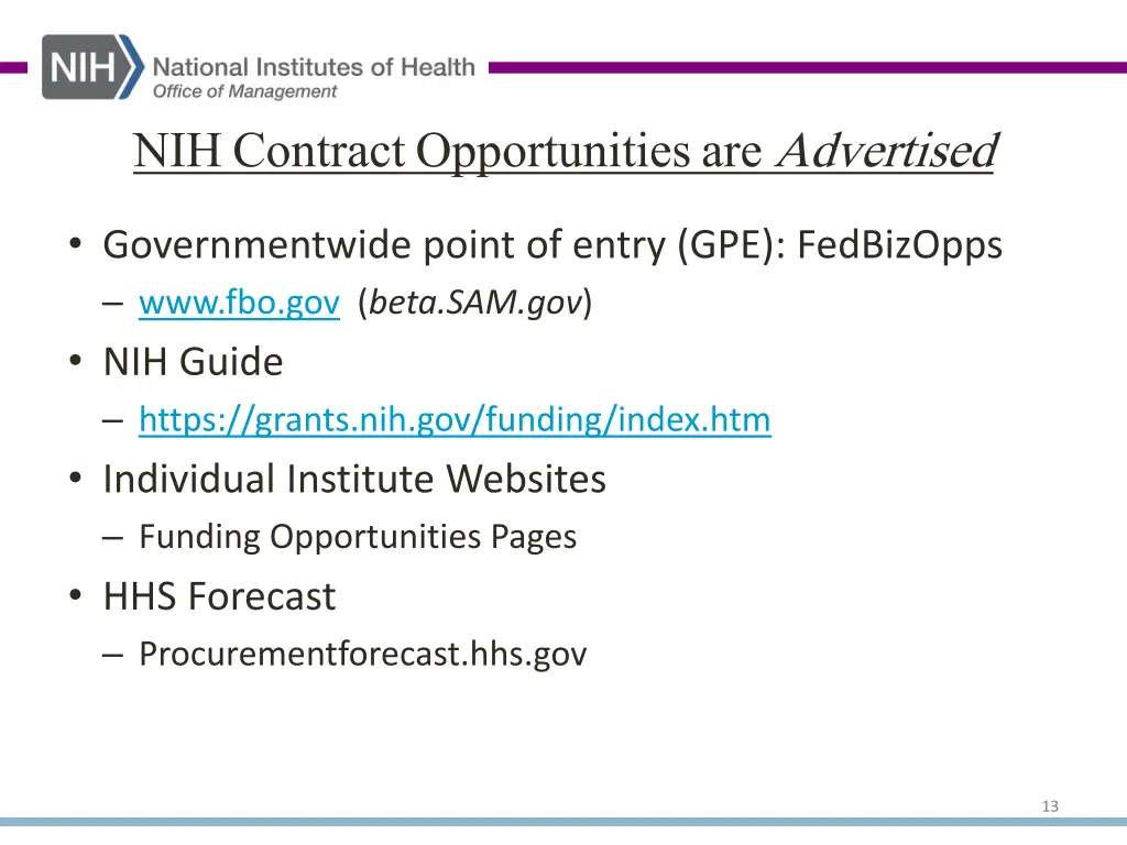 nih contract opportunities are advertised