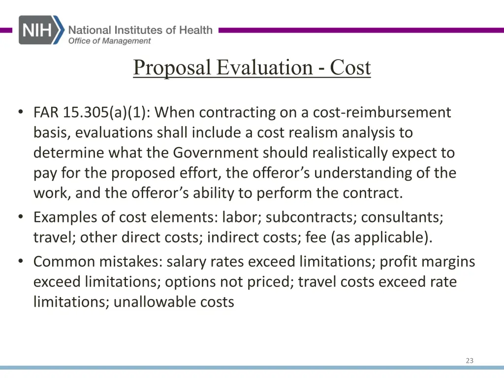 proposal evaluation cost