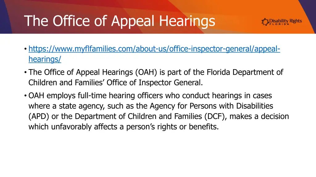 the office of appeal hearings