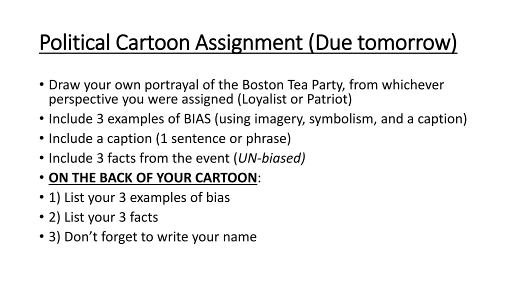 political cartoon assignment due tomorrow