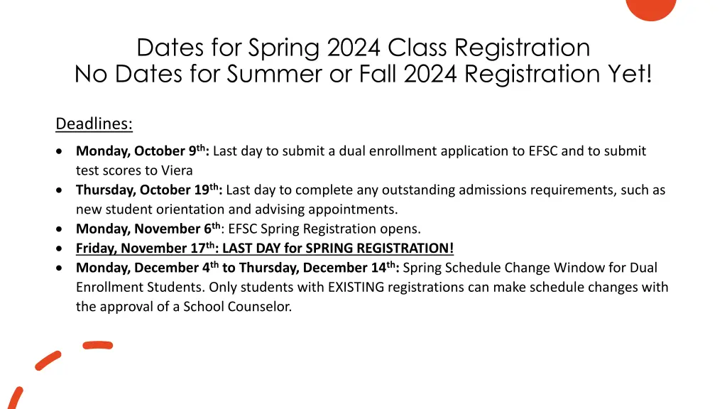 dates for spring 2024 class registration no dates