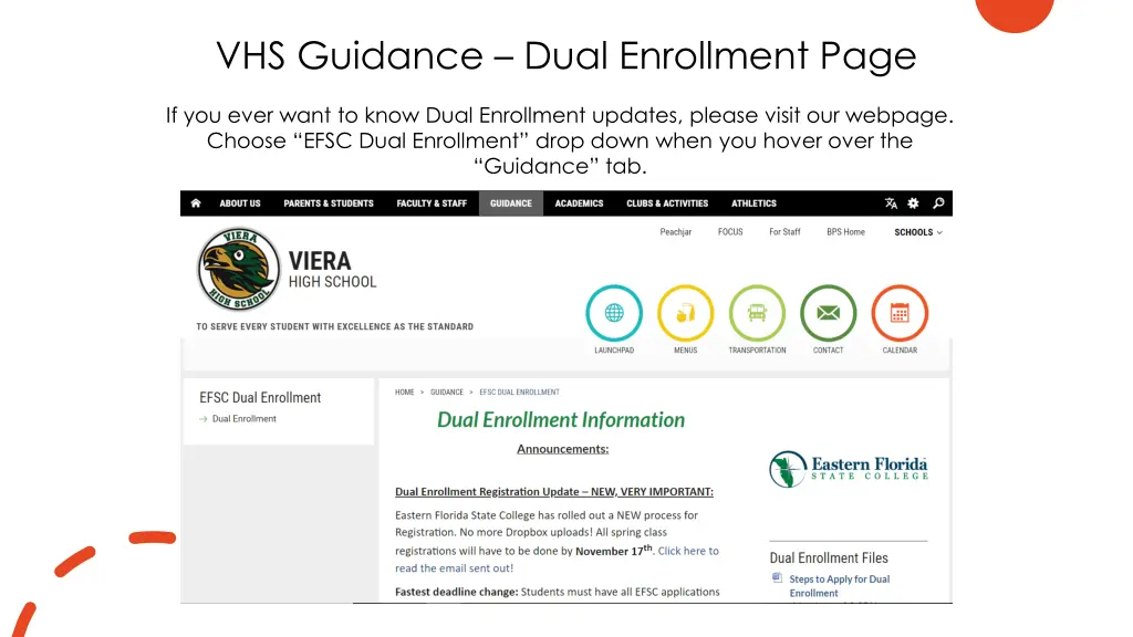 vhs guidance dual enrollment page