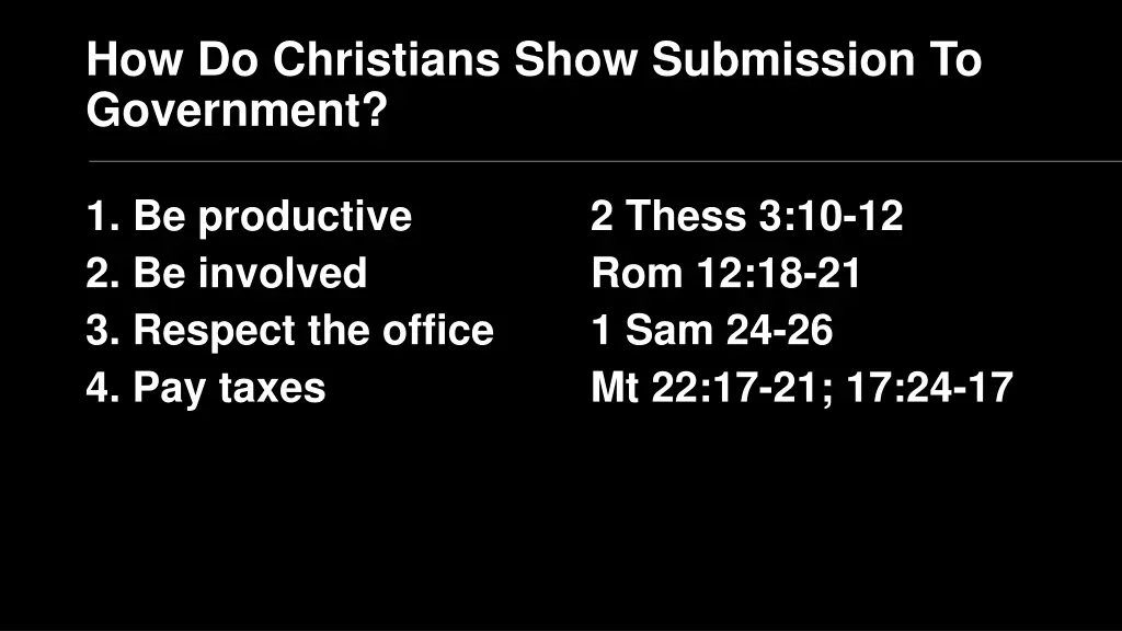 how do christians show submission to government