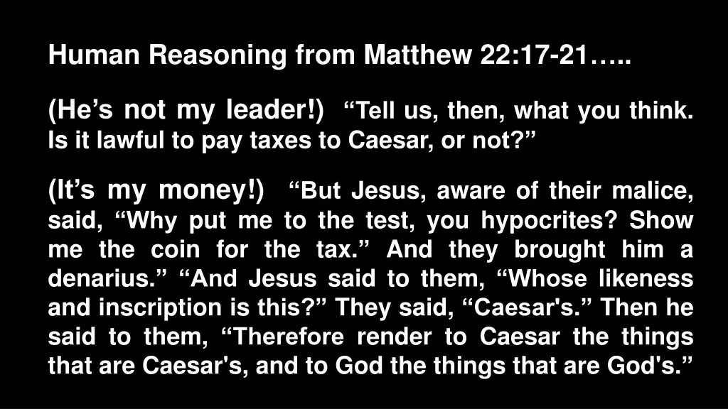 human reasoning from matthew 22 17 21