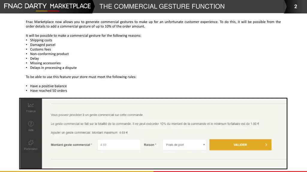 the commercial gesture function