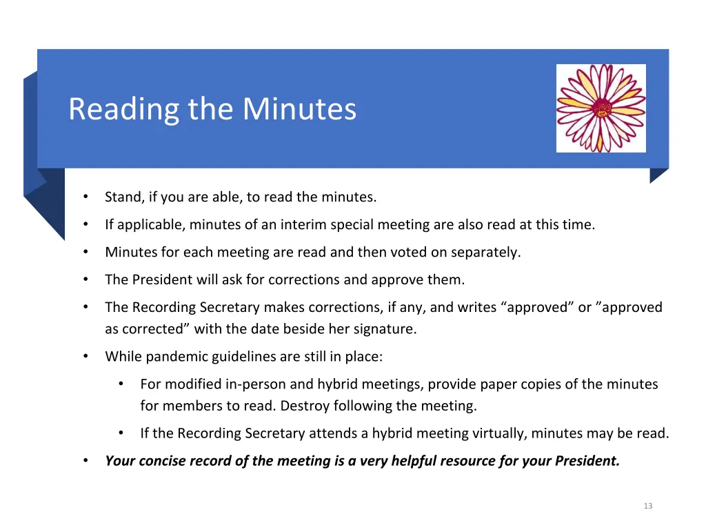 reading the minutes