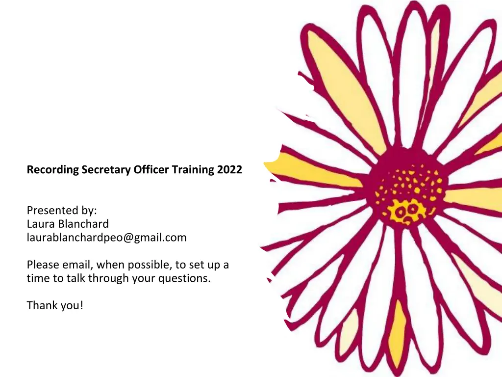 recording secretary officer training 2022