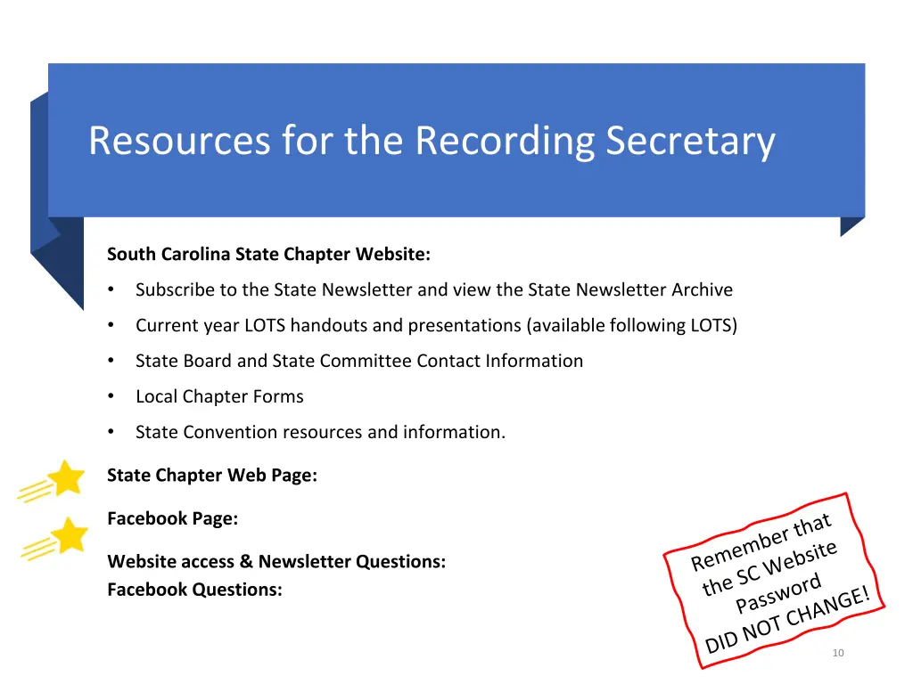 resources for the recording secretary 1