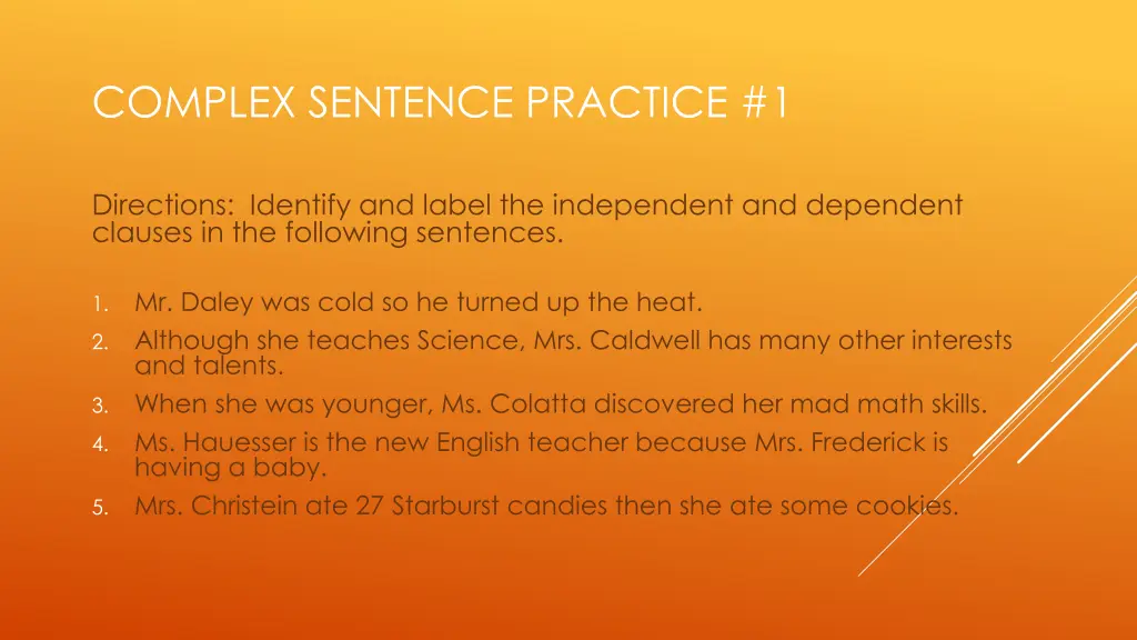 complex sentence practice 1