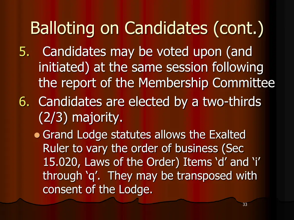 balloting on candidates cont 5 candidates