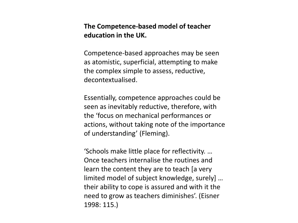 the competence based model of teacher education