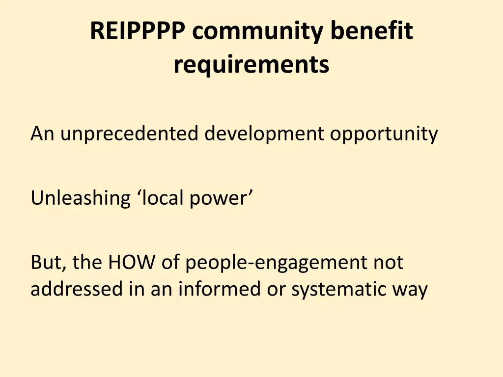 reipppp community benefit requirements