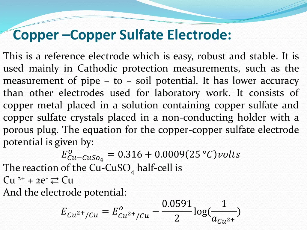 copper copper sulfate electrode