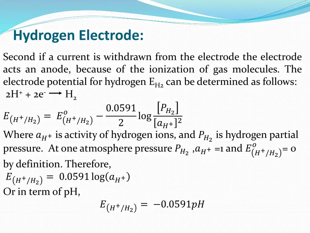 hydrogen electrode 1