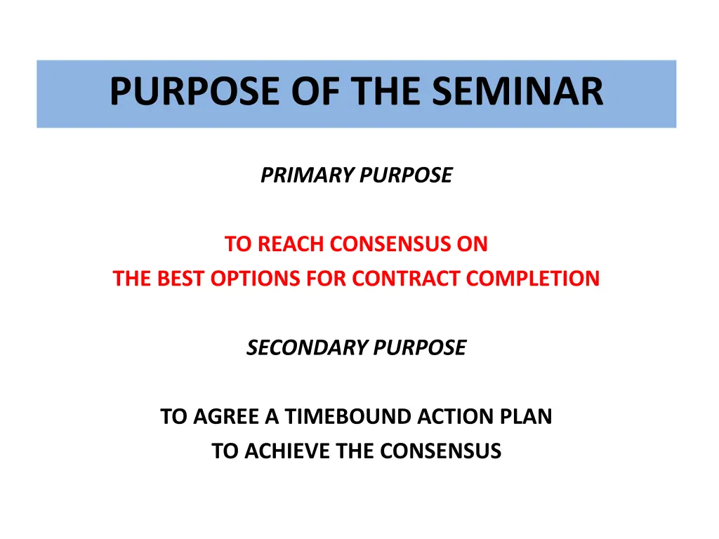 purpose of the seminar