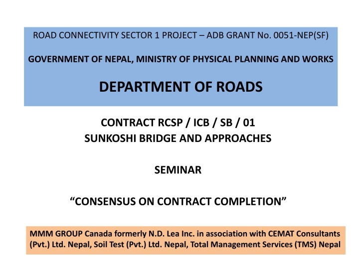 road connectivity sector 1 project adb grant