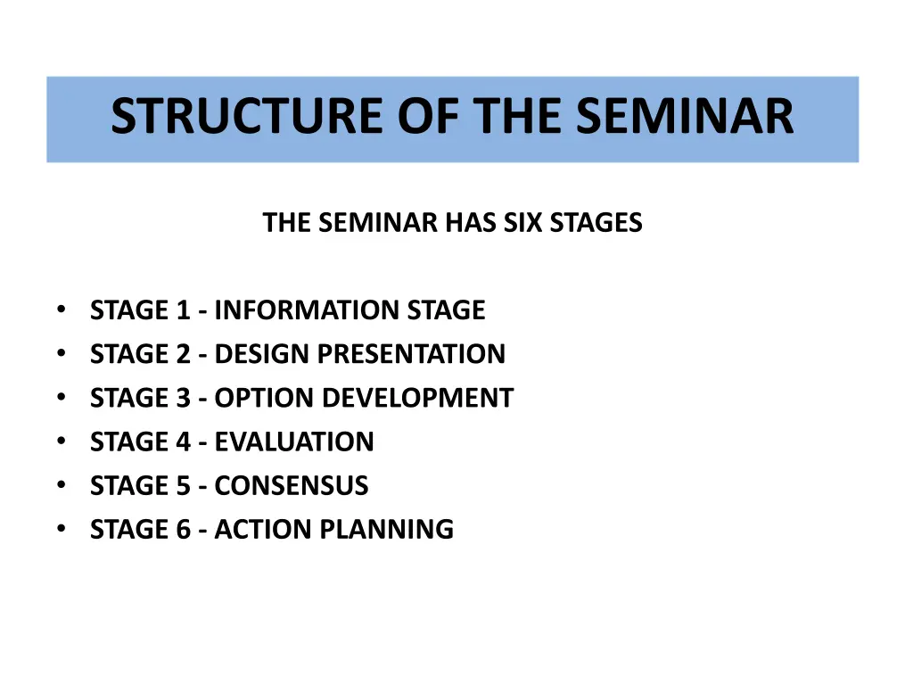 structure of the seminar