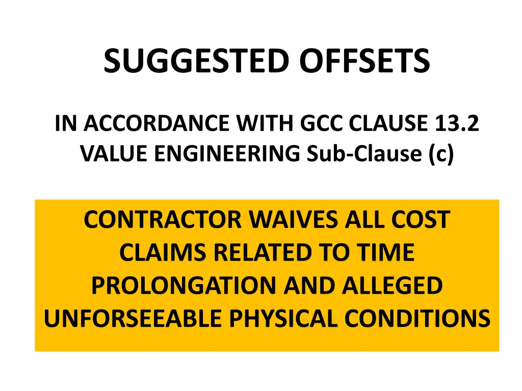 suggested offsets