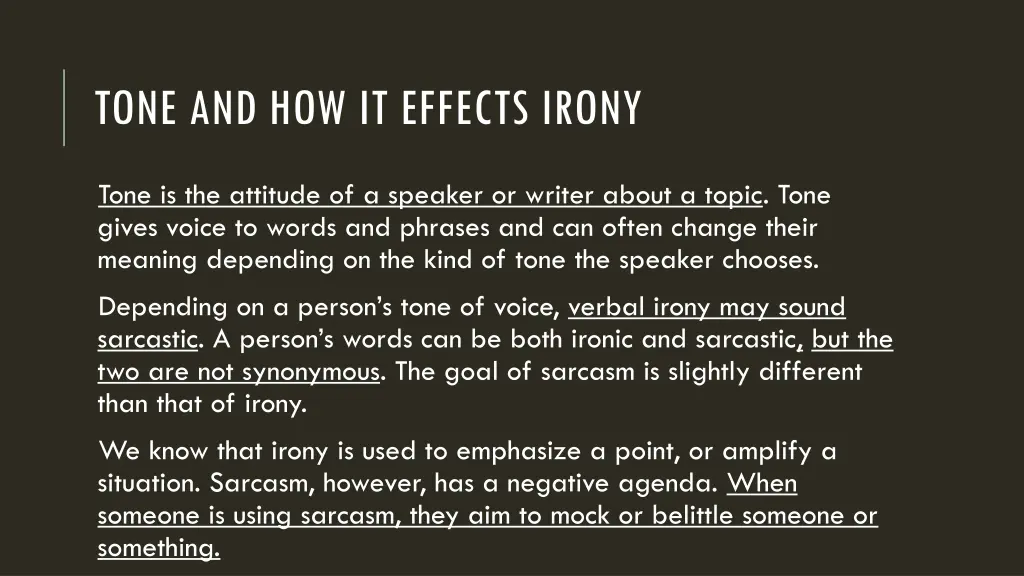 tone and how it effects irony