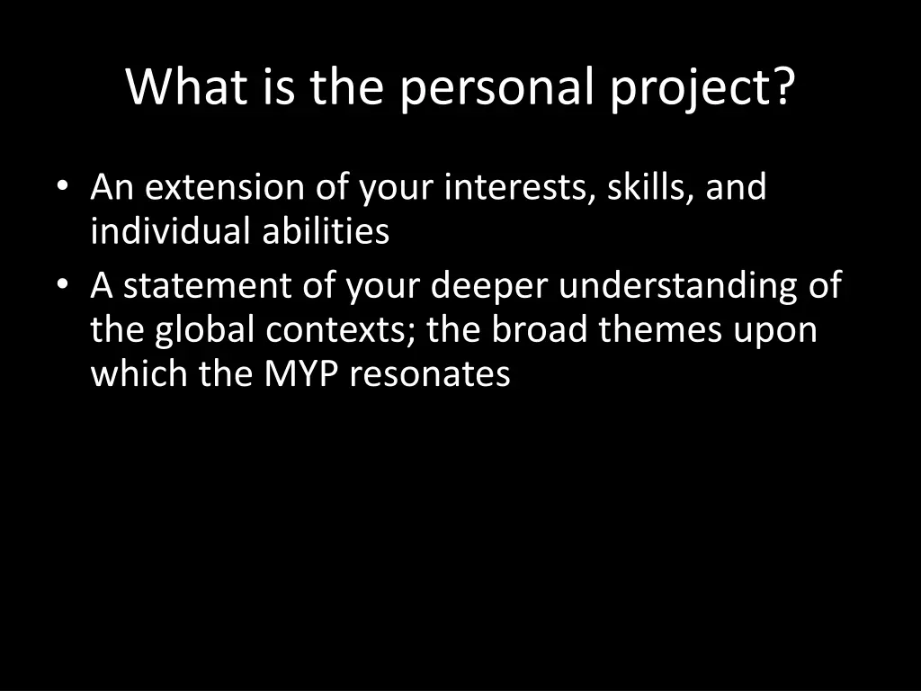 what is the personal project