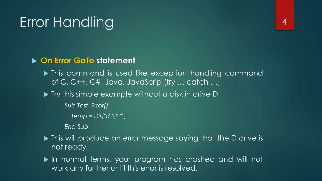 error handling 2