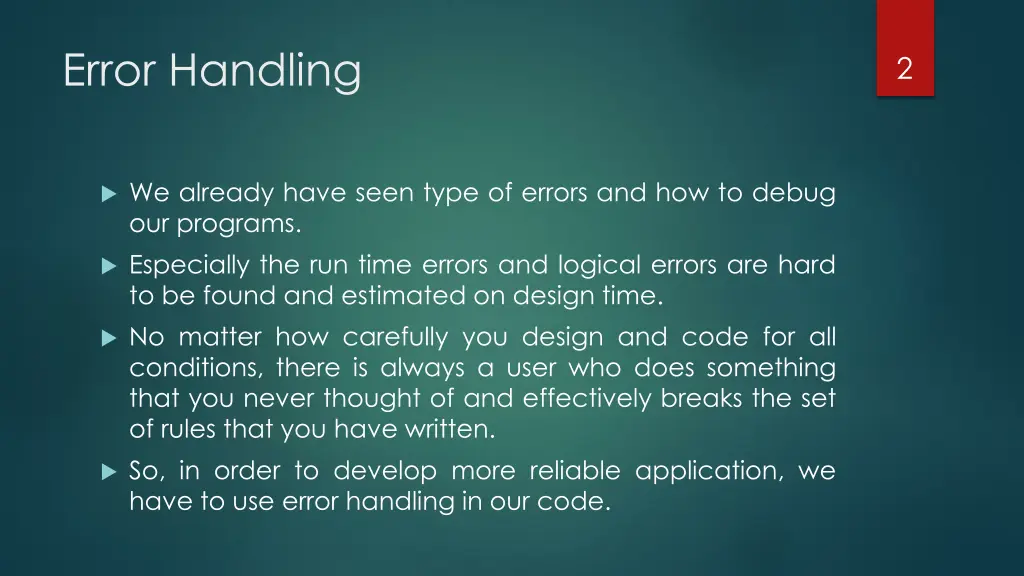 error handling