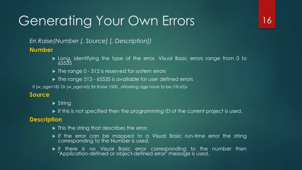 generating your own errors 1