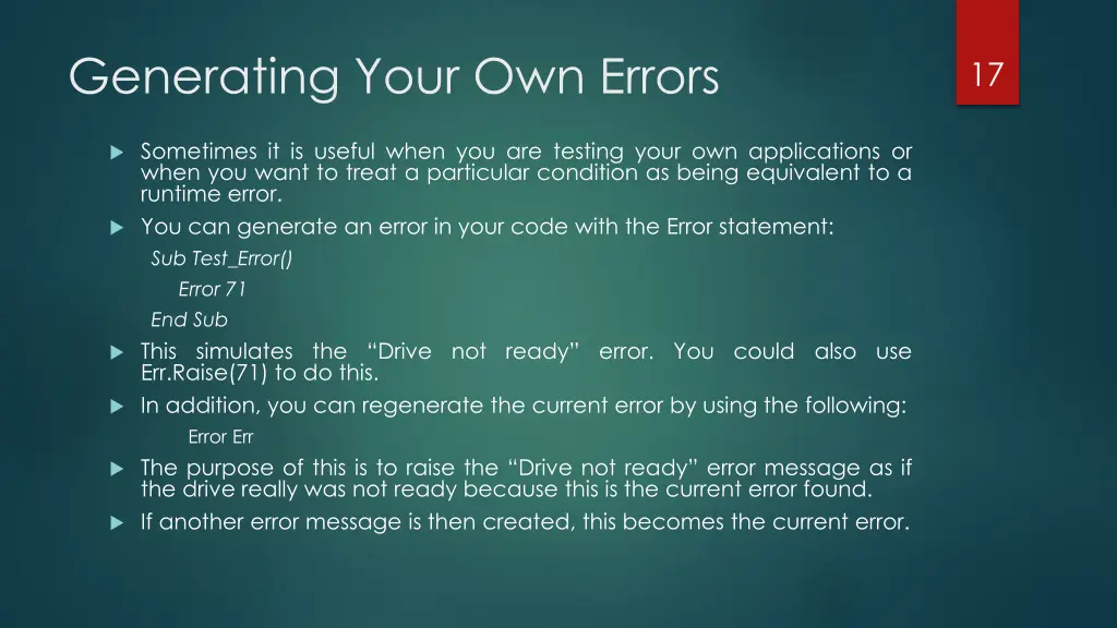 generating your own errors 2