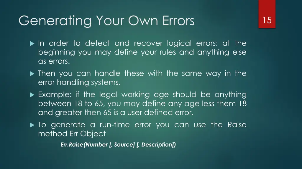 generating your own errors