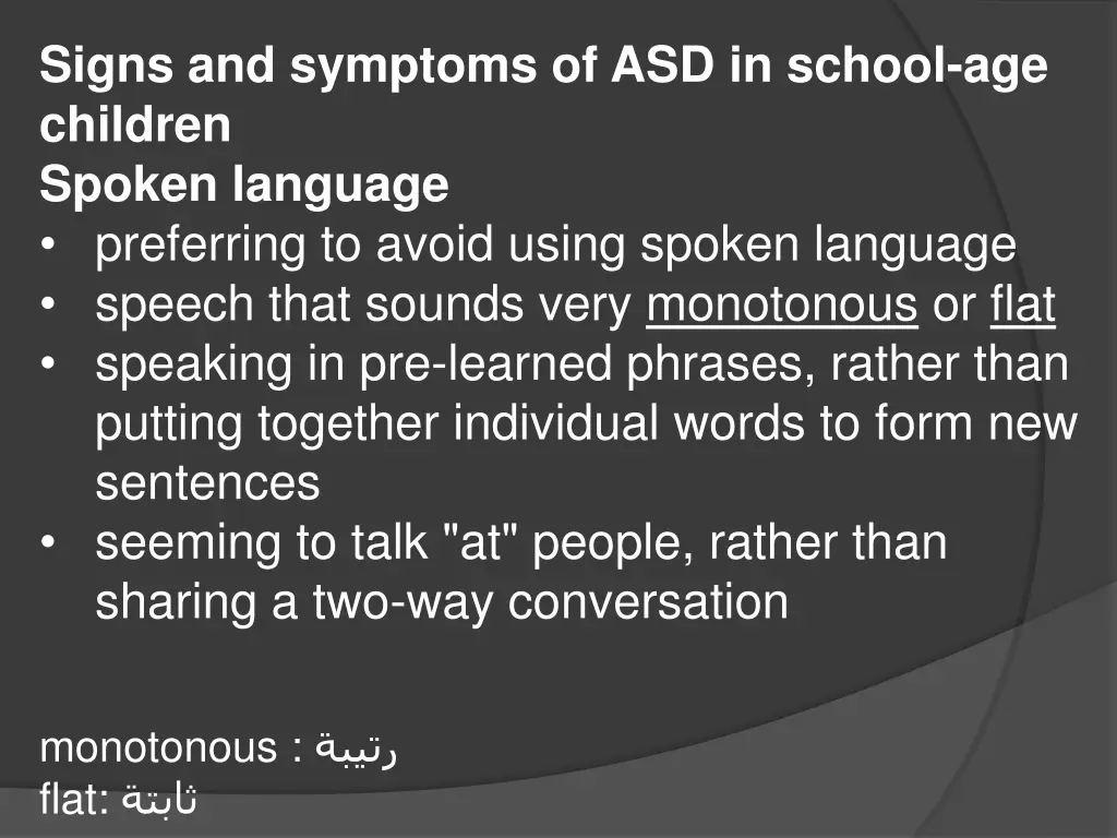 signs and symptoms of asd in school age children