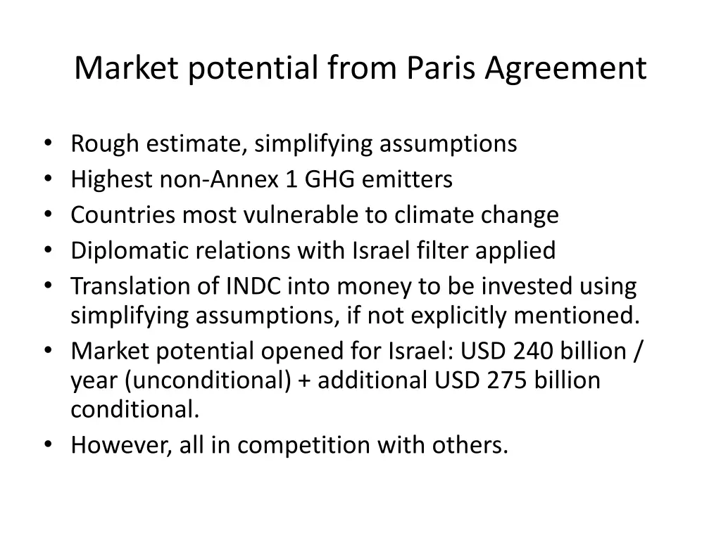 market potential from paris agreement