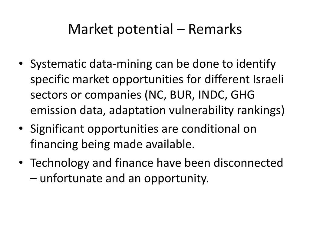 market potential remarks