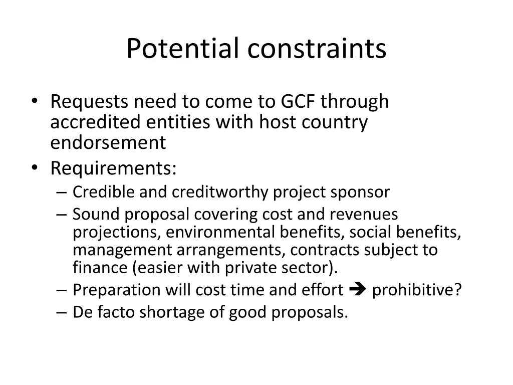 potential constraints