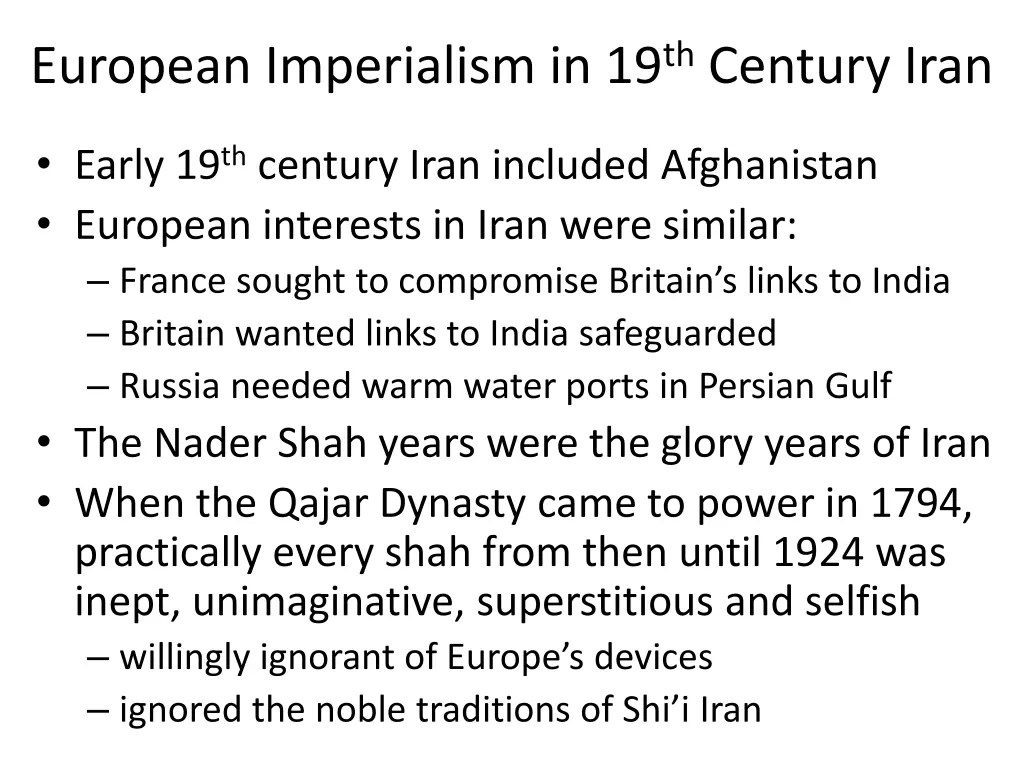 european imperialism in 19 th century iran