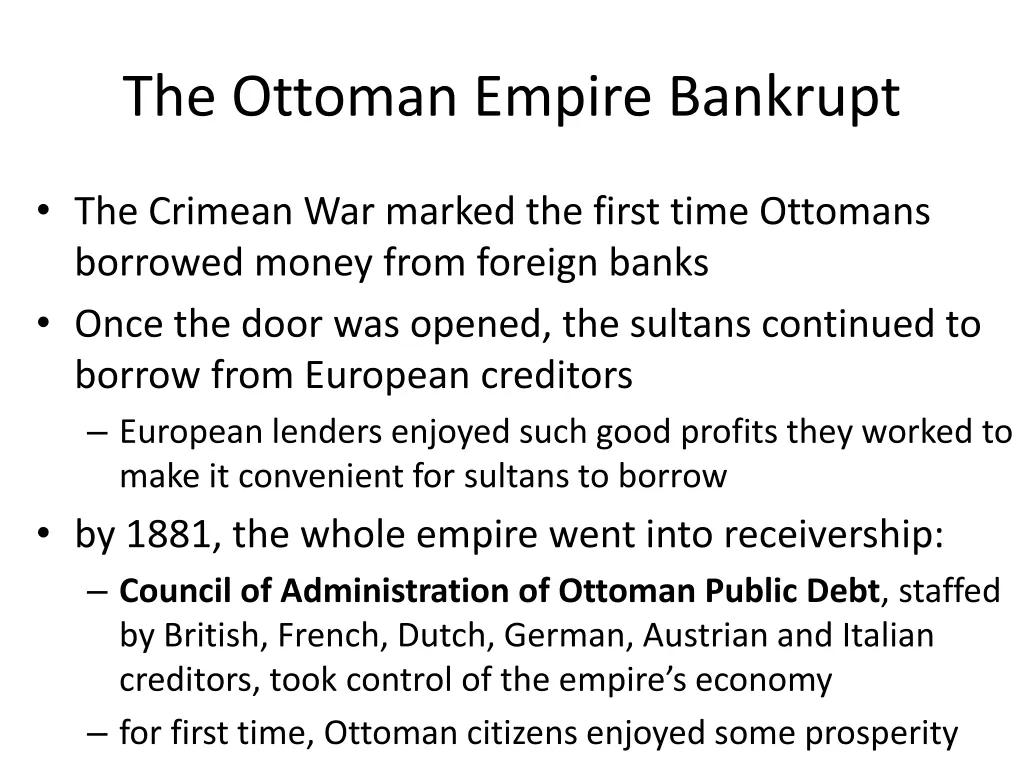 the ottoman empire bankrupt