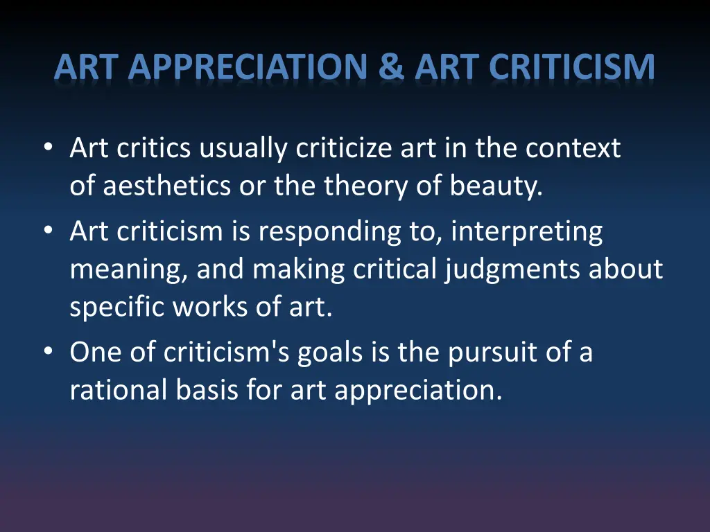 art appreciation art criticism