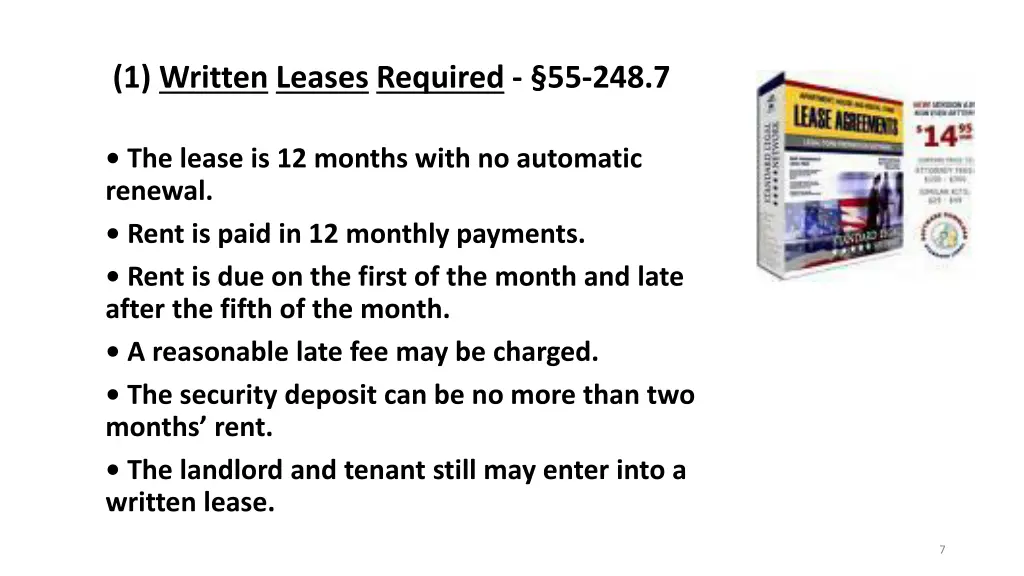 1 written leases required 55 248 7 1