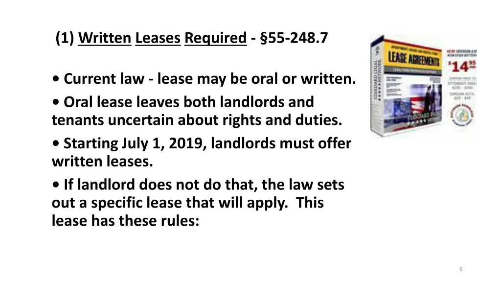 1 written leases required 55 248 7