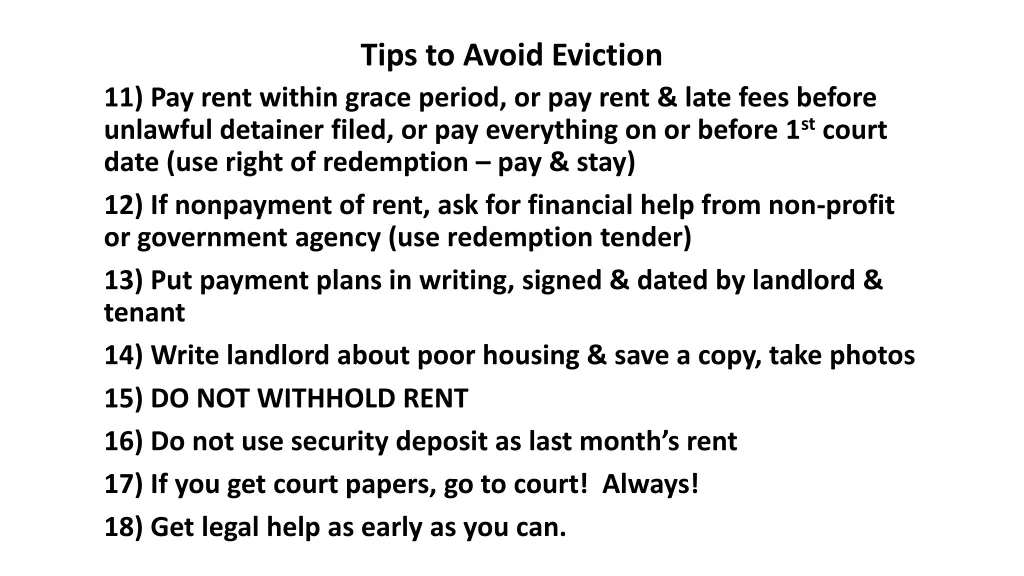 tips to avoid eviction 1