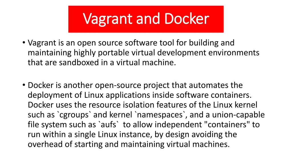 vagrant and docker vagrant and docker 1