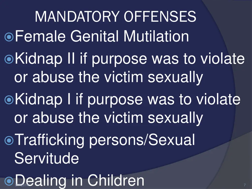 mandatory offenses female genital mutilation