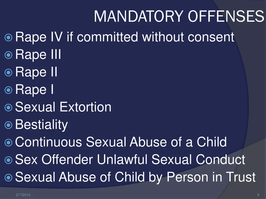 mandatory offenses