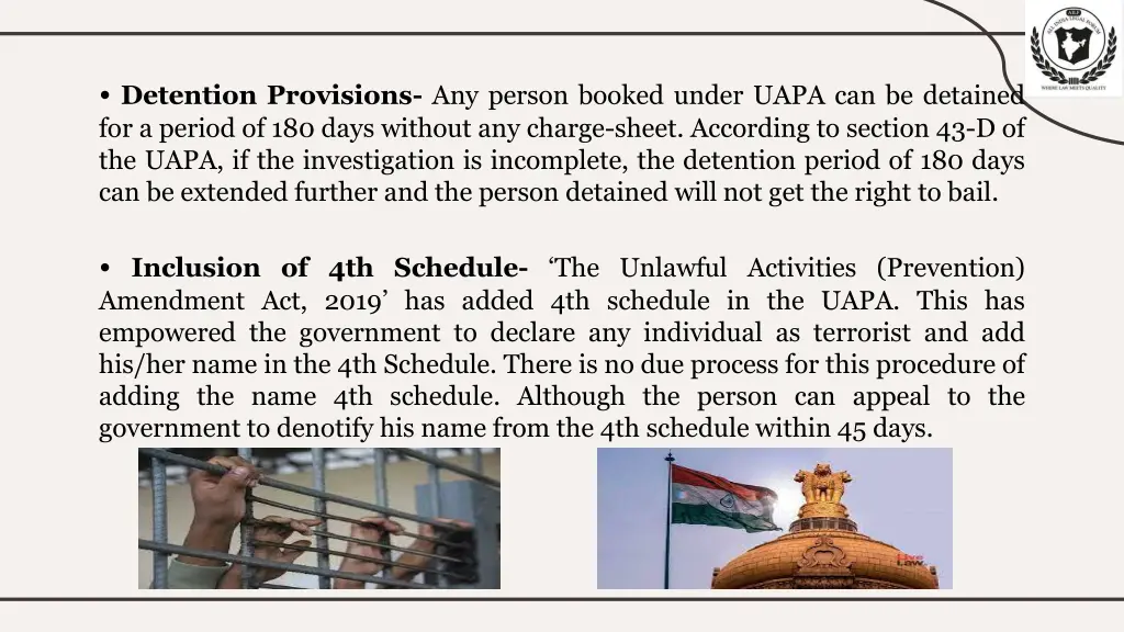 detention provisions any person booked under uapa