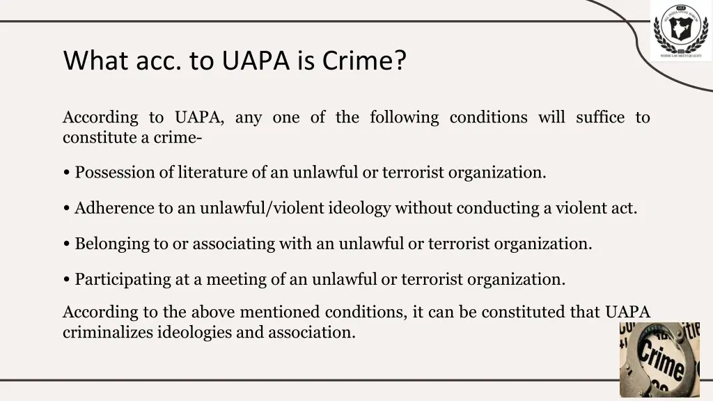 what acc to uapa is crime